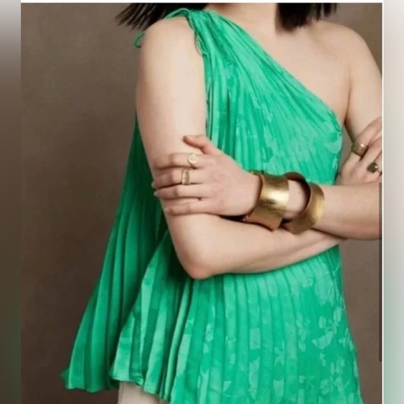 NWT Banana Republic Radiant One
Shoulder Top - M elegant Green Pleated - Picture 3 of 13